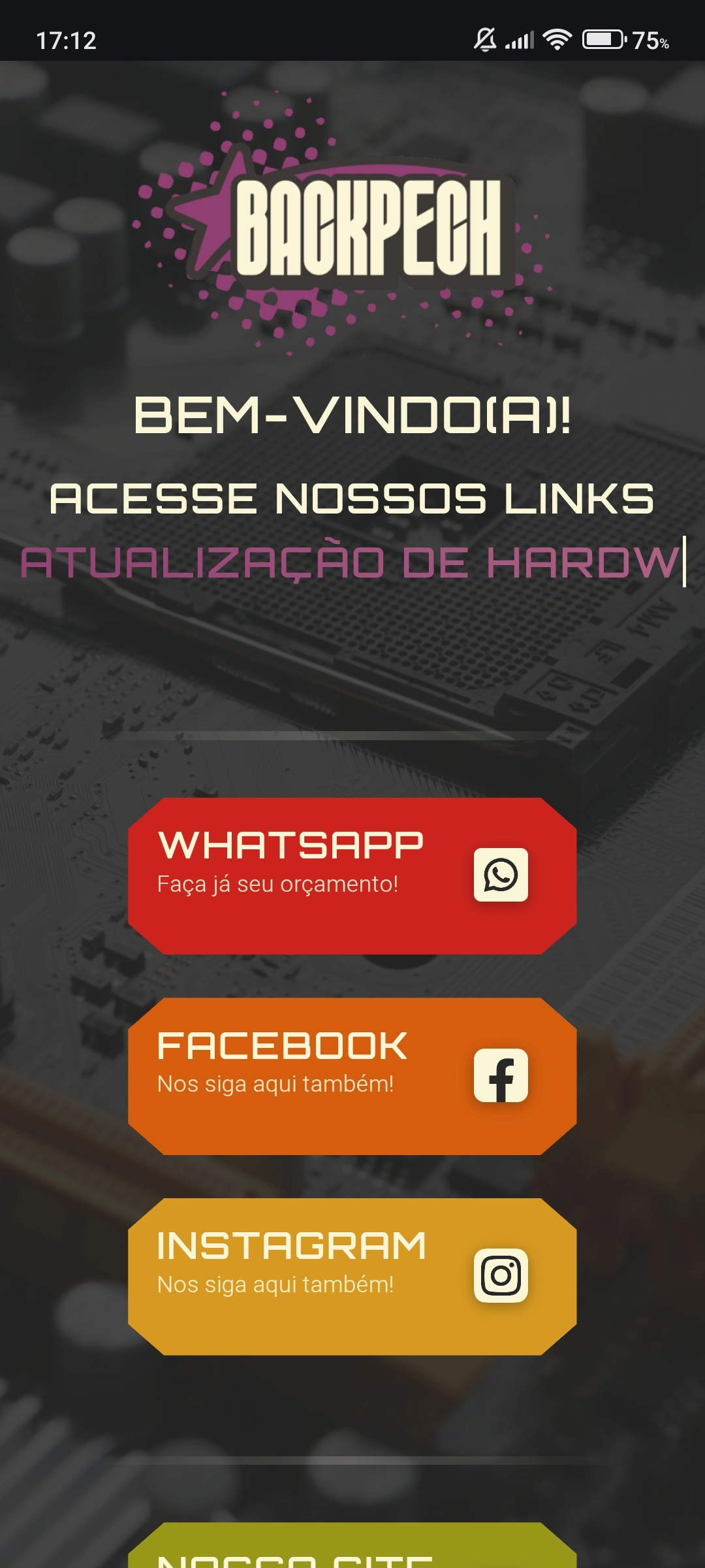 Exemplo de um site desenvolvido pela Backpech